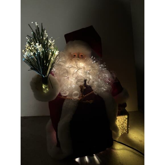 Fiber Optic 13” Santa Claus Christmas Tree Topper/Tabletop Decor Holiday Light - Picture 4 of 14